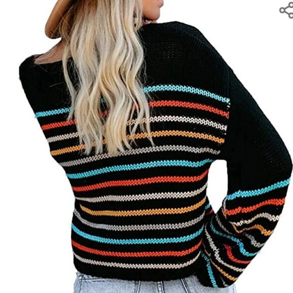 Striped Knit Pullover Sweater - Medium - Picture 6 of 6